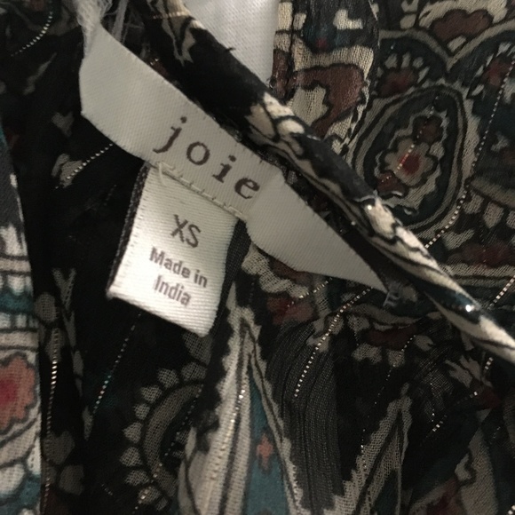 JOIE Kriston Black Print Chiffon Tiered Ruffle Sleeve Blouse XS - Picture 6 of 7